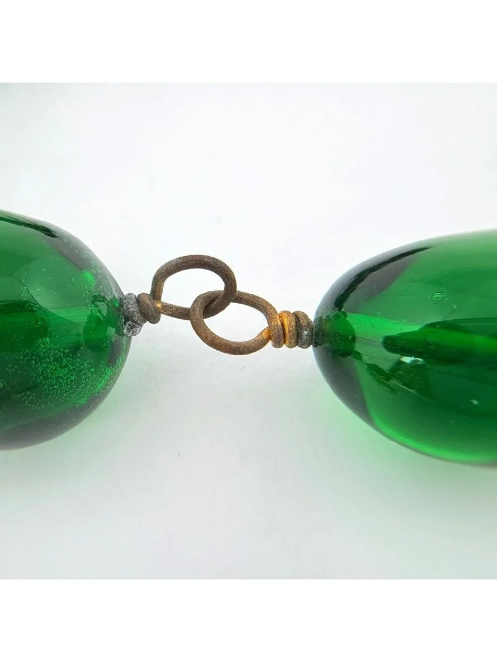 Chanel Necklace CC Logo Color Stone Long Gold Plated Green